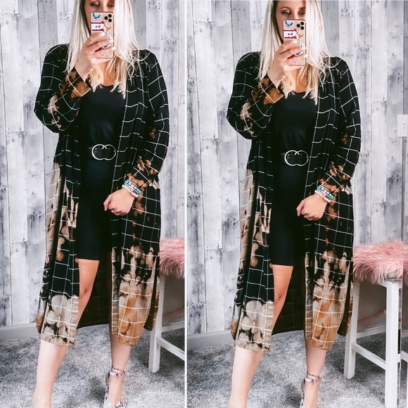 Dkny Tops - DKNY oversized black custom bleached flannel